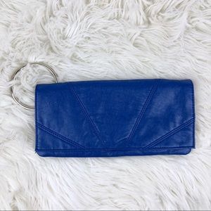 Blue Envelope Clutch with Wrist Ring